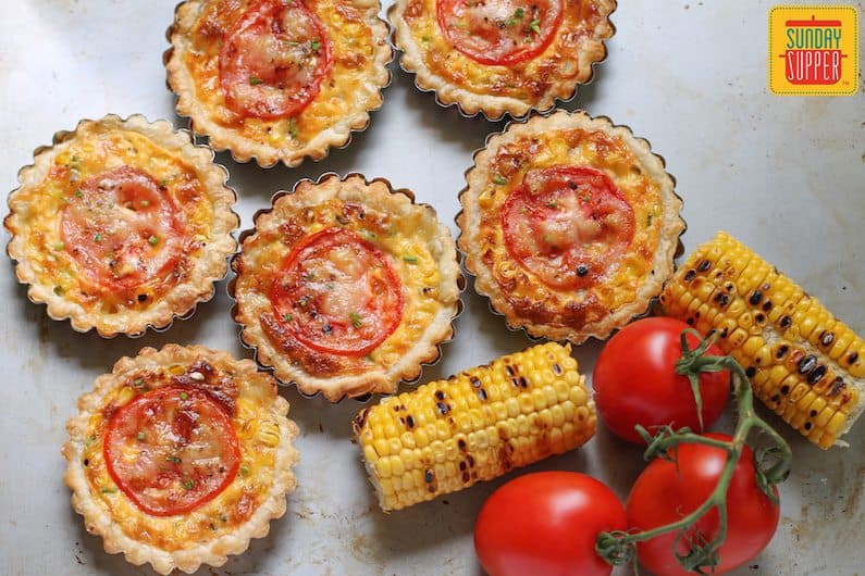 cheesy grilled corn tartlets #SundaySupper