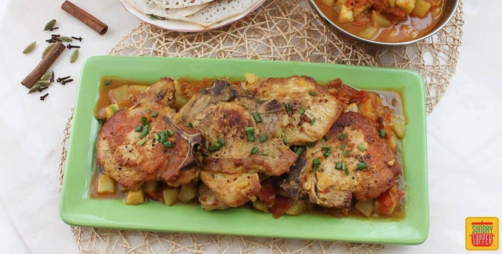 Indian-Spiced Pork Chop Potato Skillet #SundaySupper
