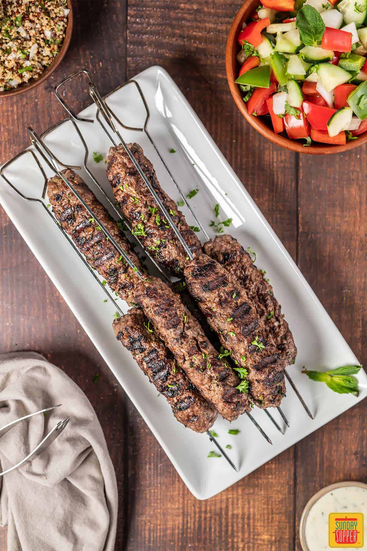 Lebanese Beef Kebabs with Garlic Cream Sauce - Sunday Supper Movement