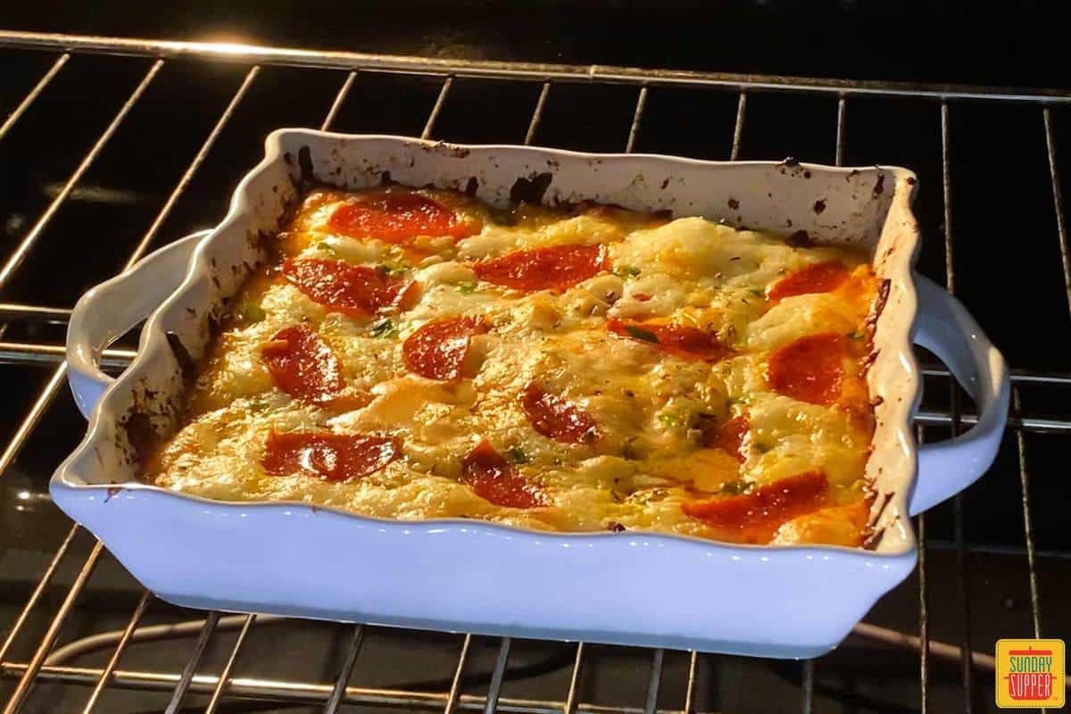 Pizza dip in the oven