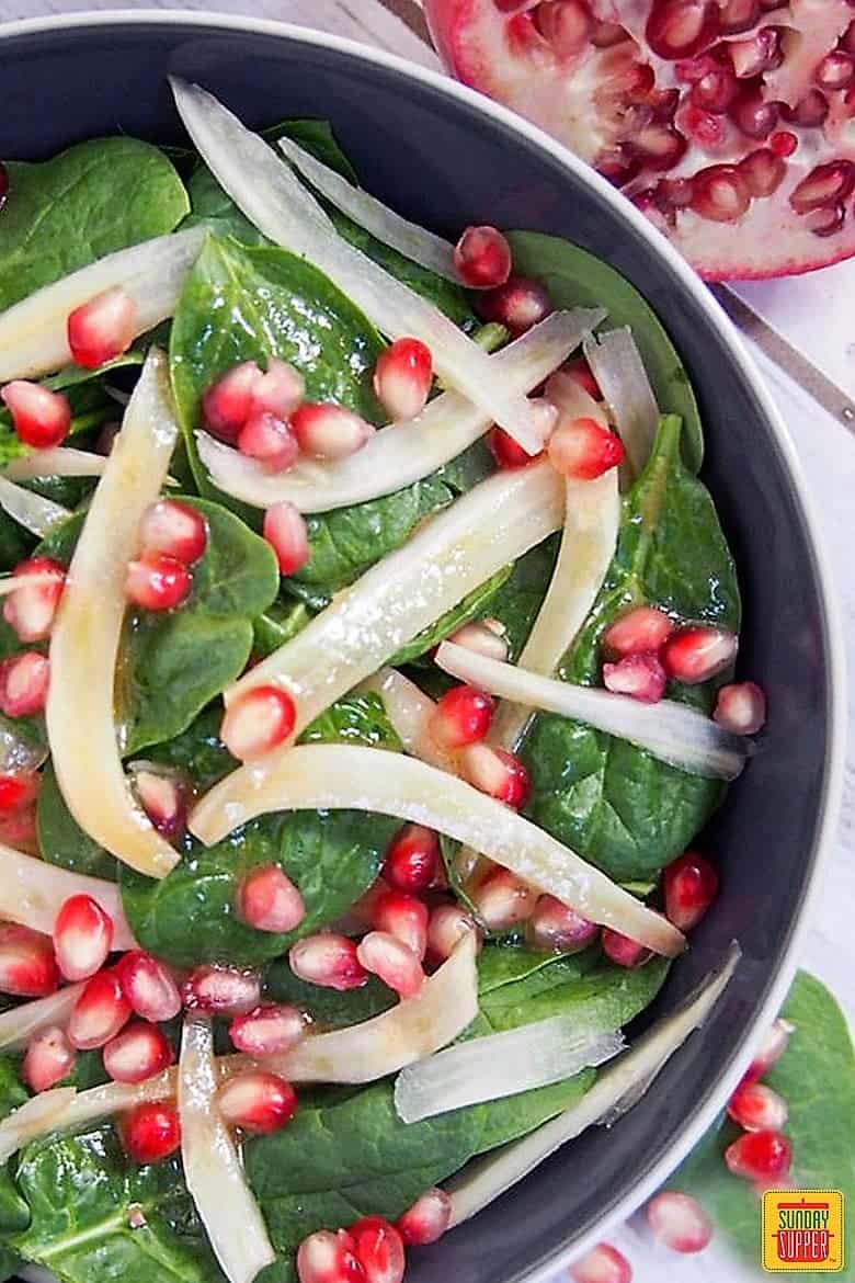 Spinach Pomegranate Salad | Sunday Supper Movement