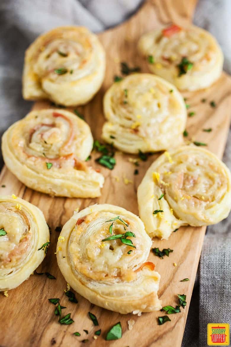 Prosciutto and Cheese Puff Pastry Pinwheels Recipe