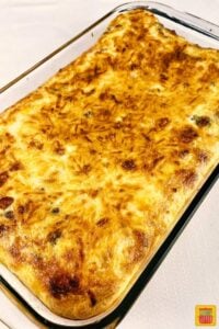 Baked sausage breakfast casserole in a dish