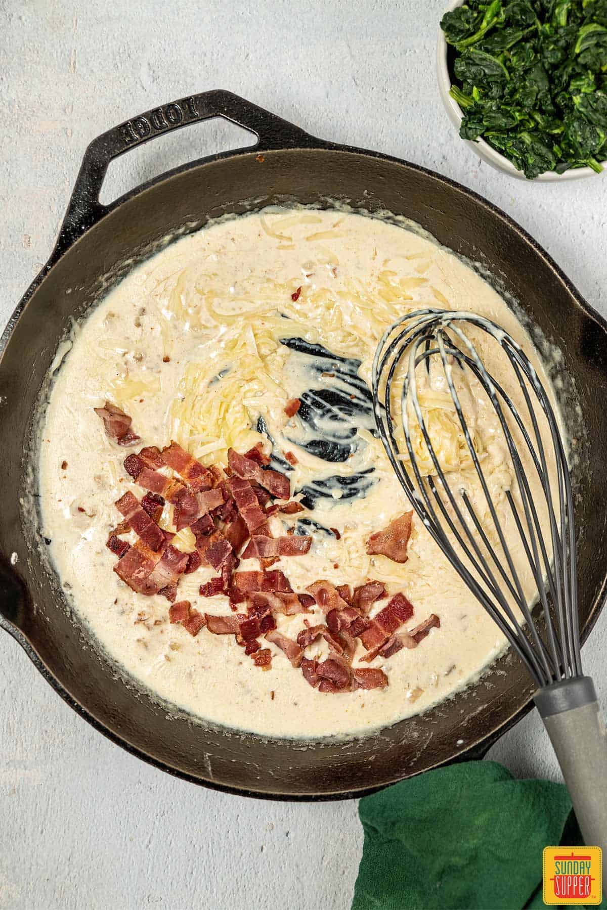 bacon added to skillet