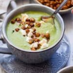 Easy Broccoli Soup with Spicy Roasted Chickpeas