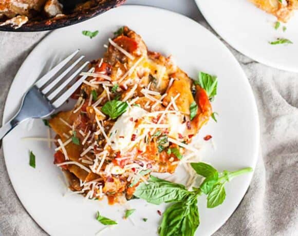Cheesy Vegetarian Skillet Lasagna #SundaySupper