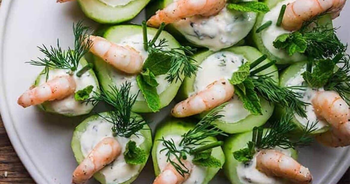 cucumber canapes on a plate