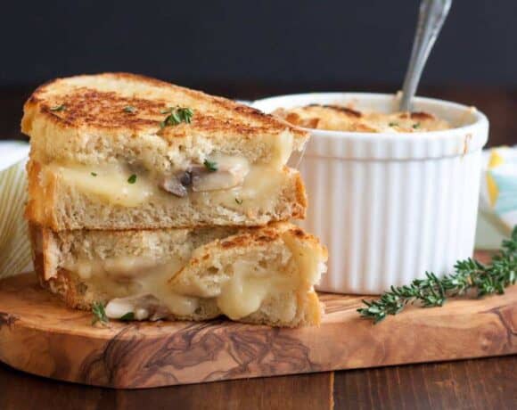 French Onion Soup with Mushroom Grilled Cheese is a comforting meal, perfect for a chilly night. It can be customized easily to leave everyone in the family happy.