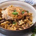 One Pot Chicken with Mushrooms and Orzo