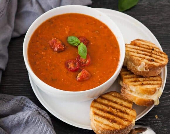 Roasted Tomato Soup with Mini Grilled Cheese