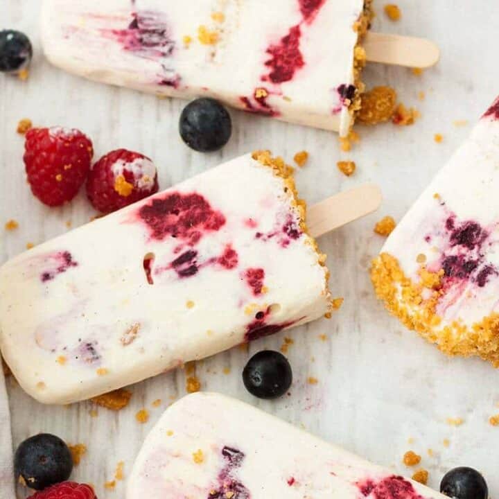 Berry cheesecake ice cream popsicles for Labor Day Recipes