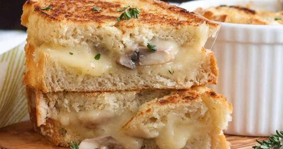 Mushroom Grilled Cheese and French Onion Soup