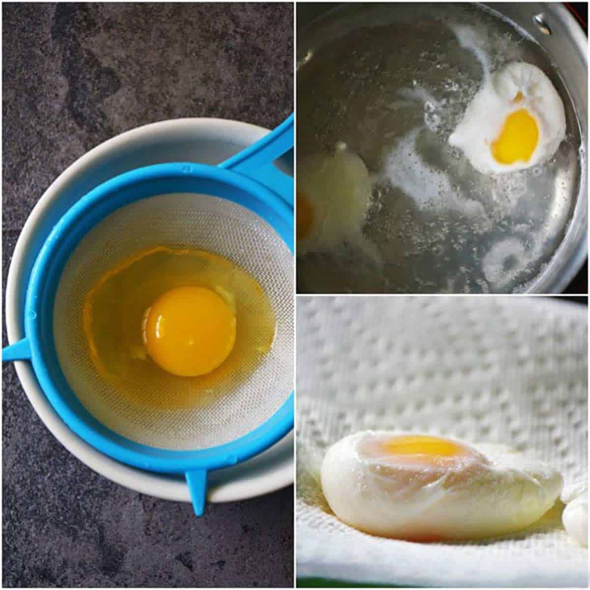 Step by step poaching an egg