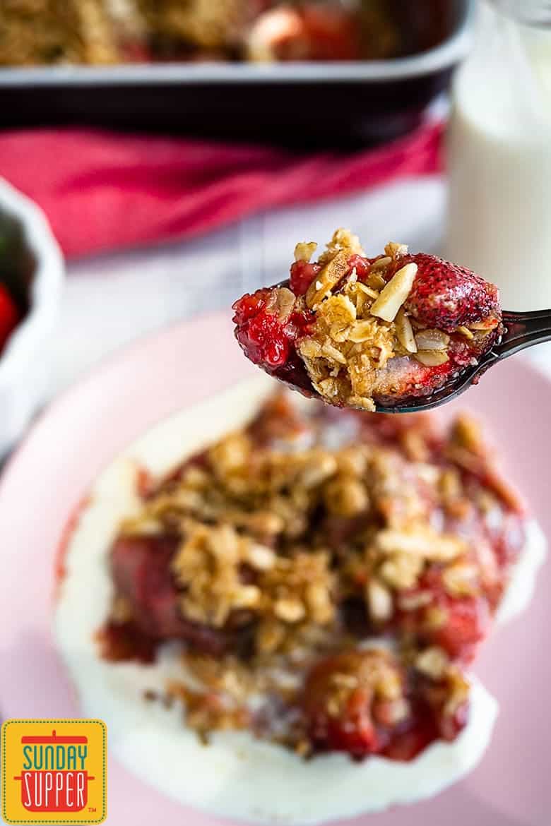 spoonful of strawberry crumble