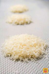 Forming the Parmesan crisps on a silicone baking sheet mat