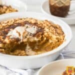 Pumpkin Cobbler with it’s sweet, creamy pumpkin custard base, topped with a crunchy, crumbly cobbler topping is makes the perfect comforting fall dessert.