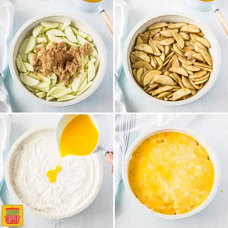 Step by step photos of how to make apple dump cake with fresh apples