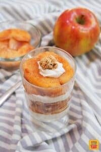 Stewed apple parfait in a glass