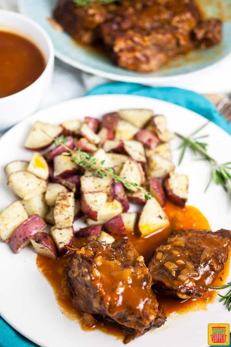 Instant Pot Pot Roast on plate with potatoes