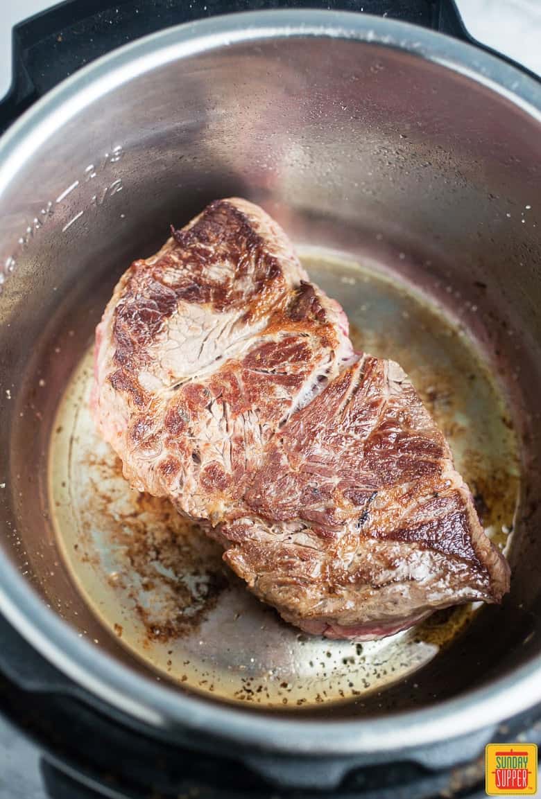 Seared beef in instant pot for pot roast