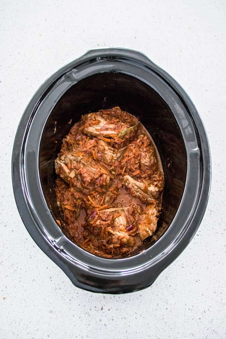 ragu ready to serve, in the crockpot