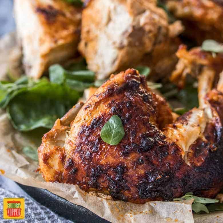 Peri Peri chicken recipe on parchment paper