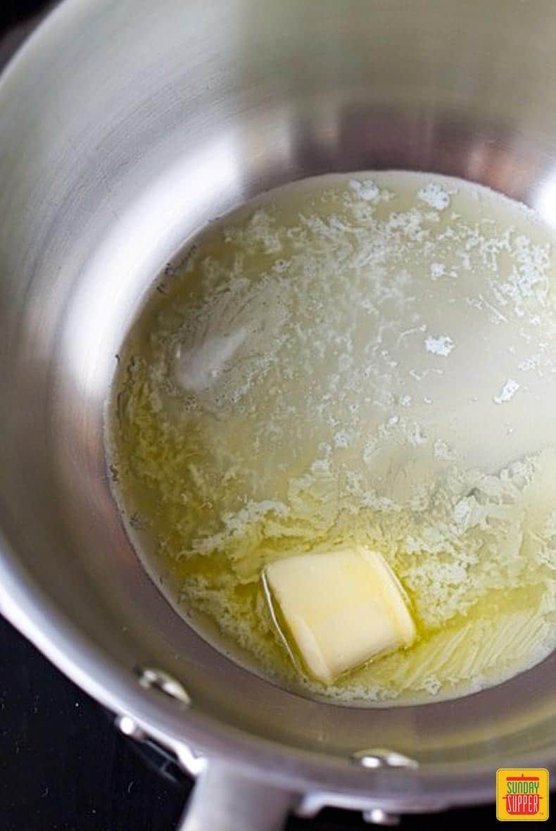 melting the butter in a pot