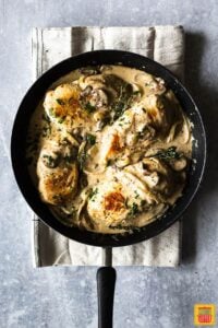 chicken breast and mushroom recipe in pan