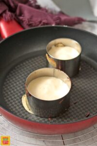 Cooking the pancakes in pastry rings