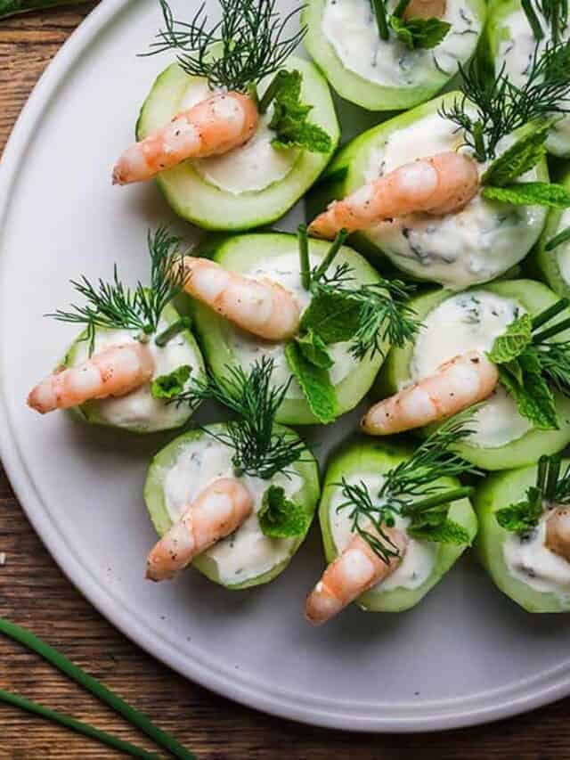 Cucumber Canapes with Shrimp Appetizers