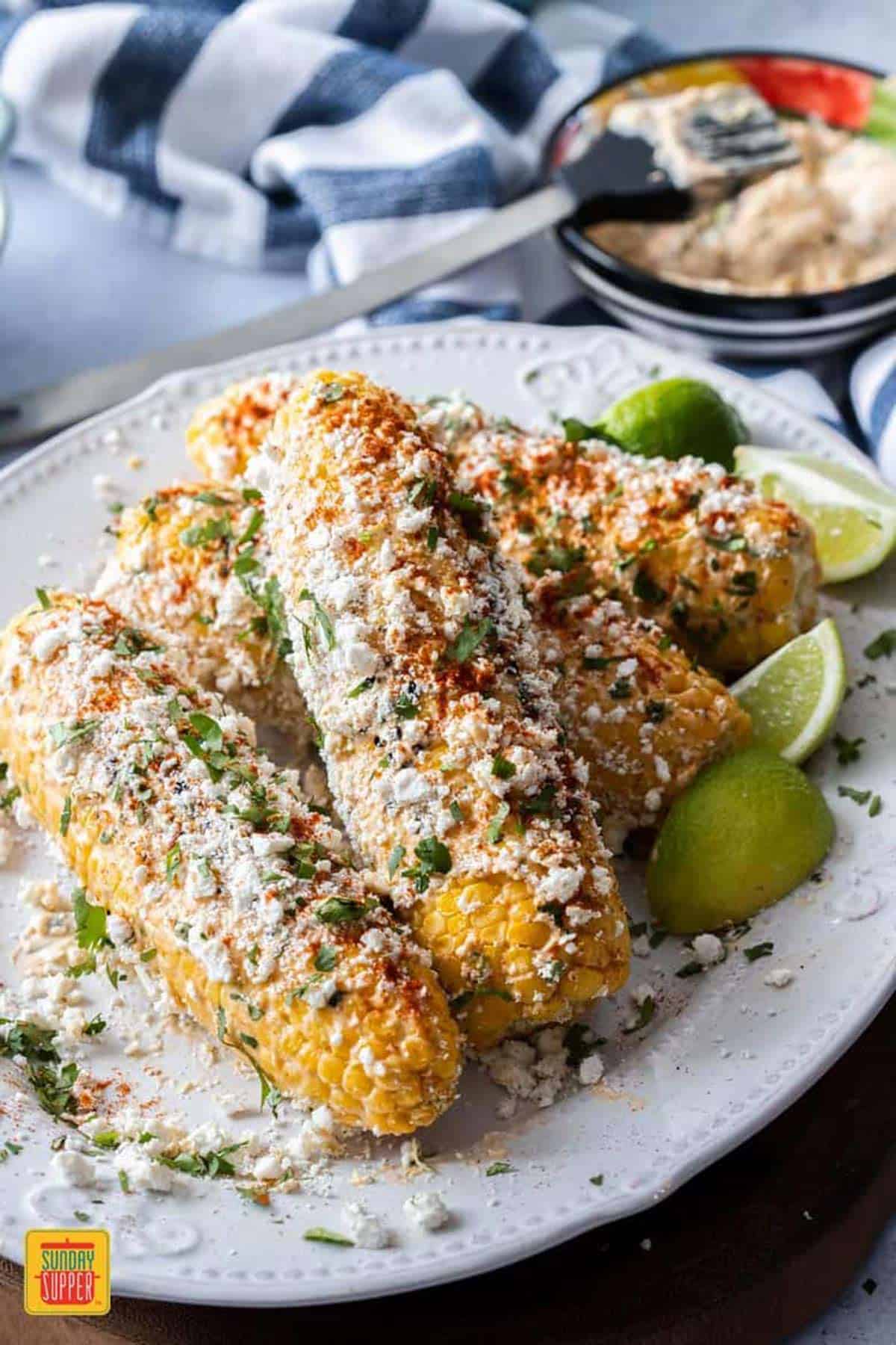 Grilled corn on the cob with Mexican Crema