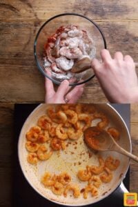 how to make chinese prawns: stir-frying the prawns