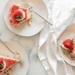 Strawberry shortcake ice cream cake slices on plates