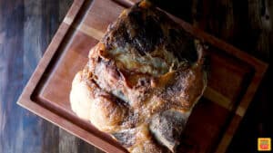 Slow roasted prime rib on a cutting board