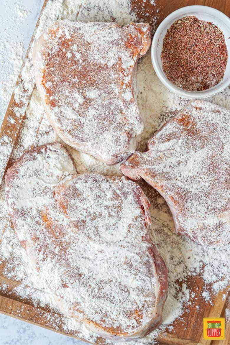 Pork Chops dusted with flour