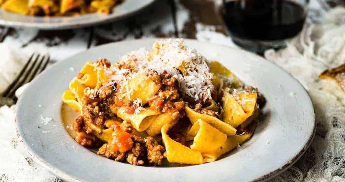 Pappardelle Pasta with the Best Homemade Bolognese Sauce #SundaySupper