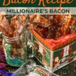 candied bacon recipe in christmas tin pin image