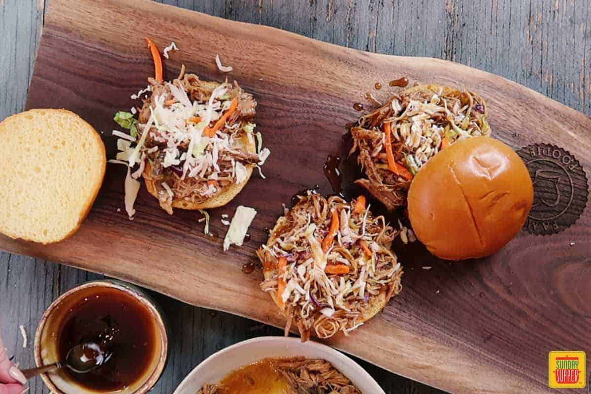 Topping the pulled pork sandwich recipe with coleslaw