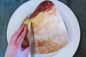 Scoring the ham for air fried ham
