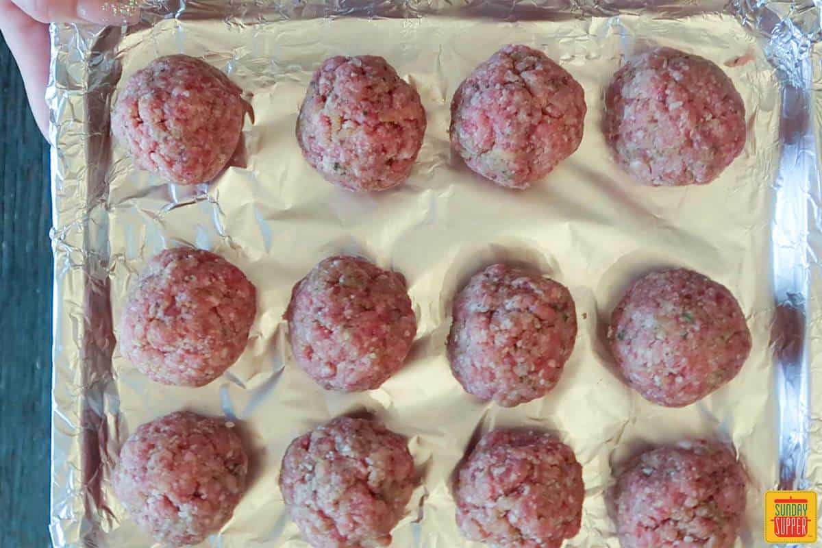 Meatballs on an air fryer tray