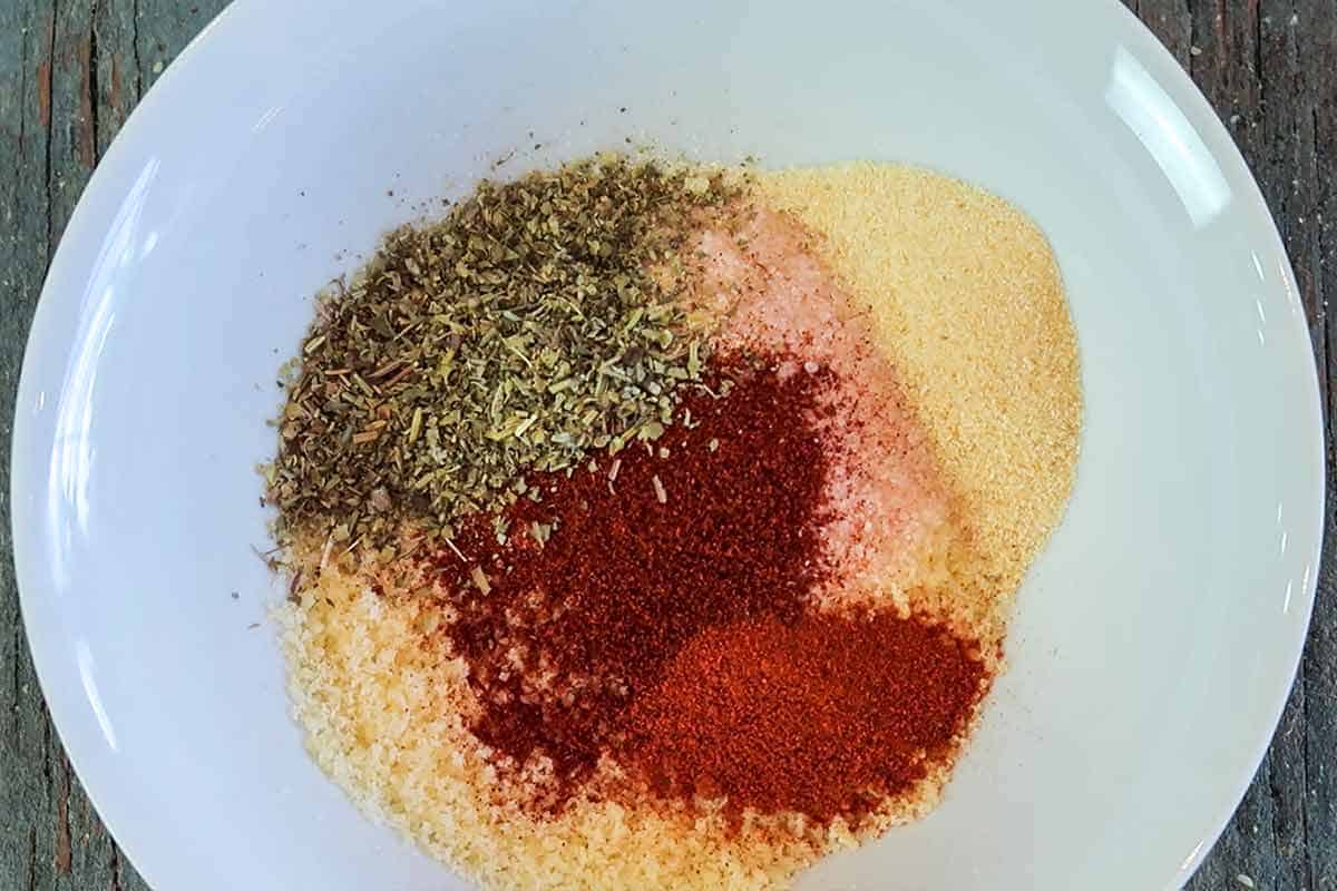 French fry seasoning unmixed in a bowl