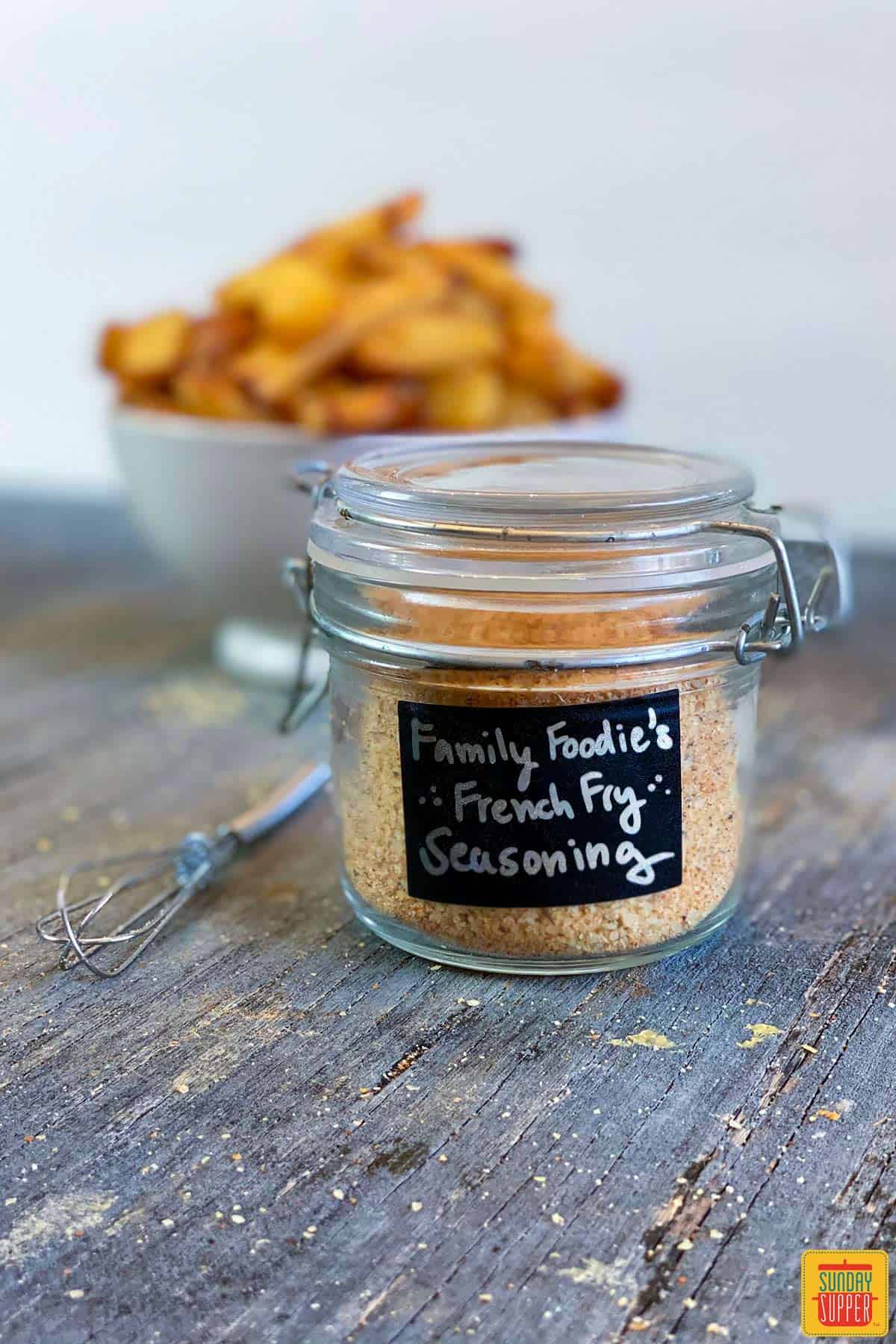 Family Foodie's French fry seasoning in a jar
