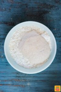 Mixing yeast into flour mixture for instant pot bread recipe