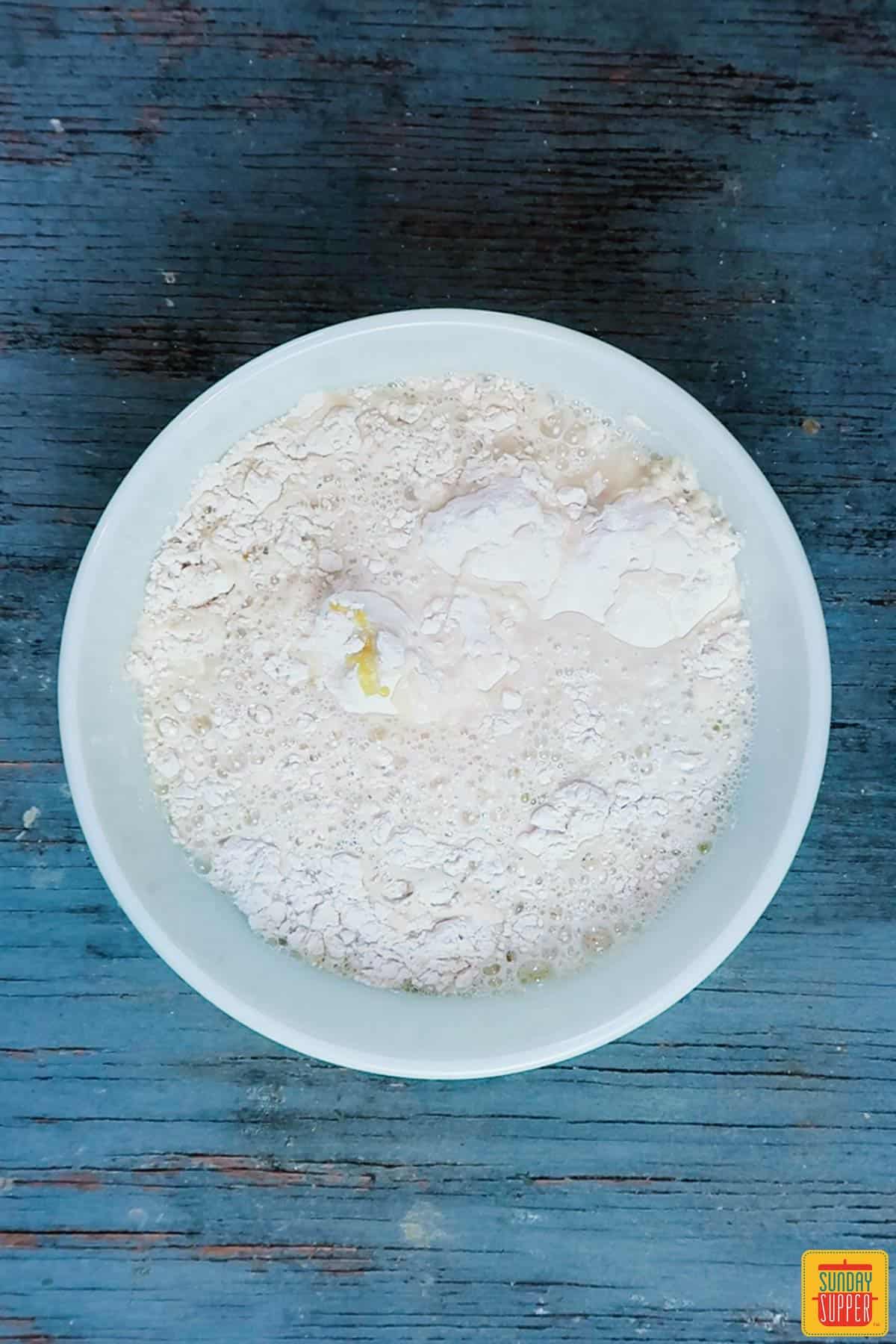 Mixing flour for instant pot bread recipe