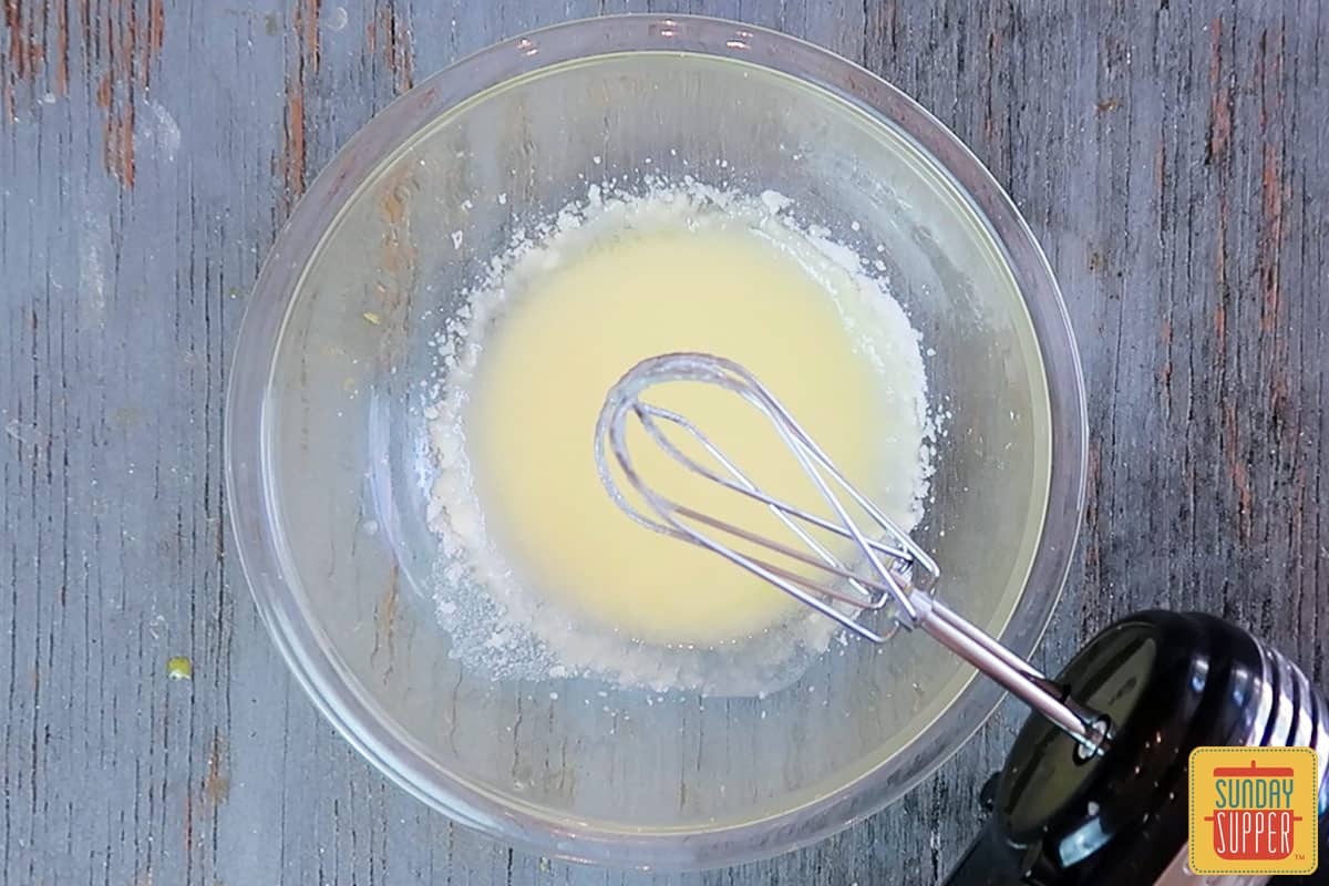 After mixing the butter and sugar to make a creamy mixture in a glass bowl