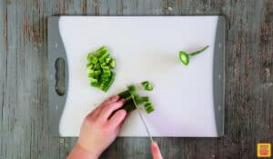 How to cut a jalapeno: dicing a jalapeno on a cutting board