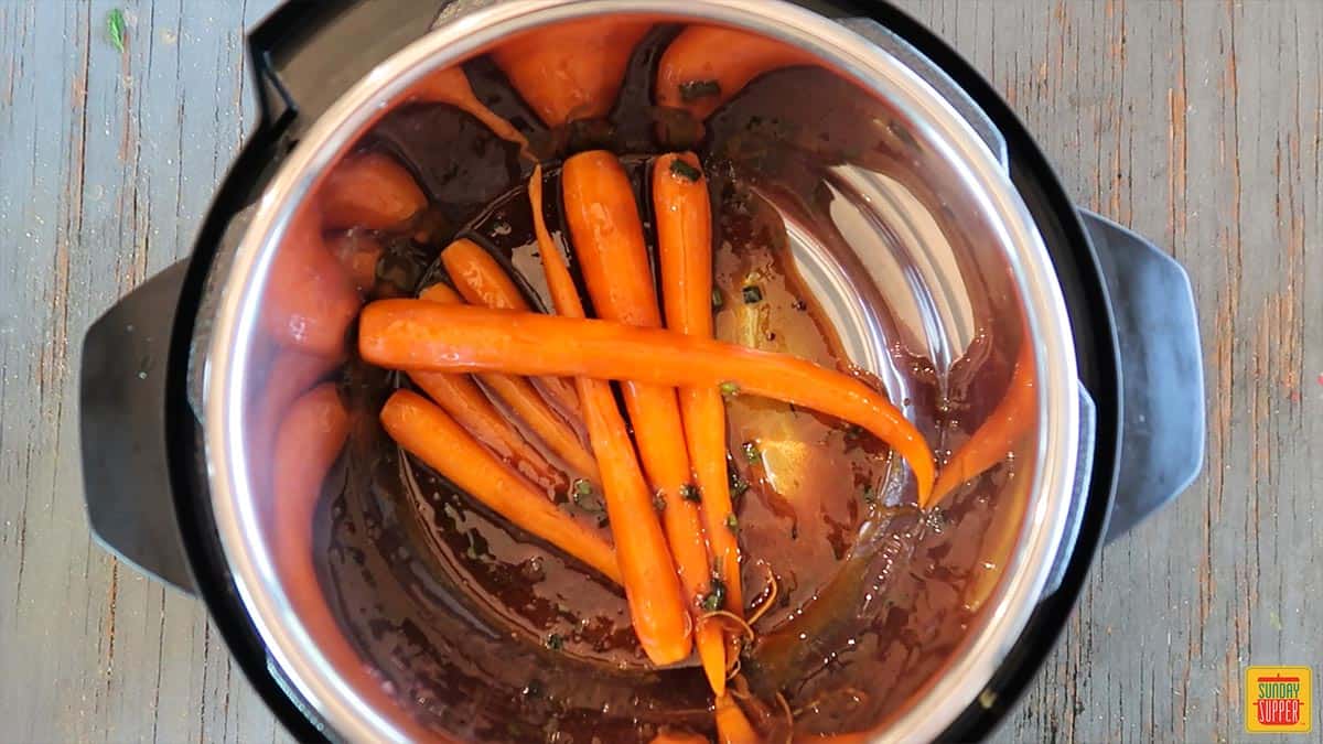 Carrots covered with glaze in an Instant Pot