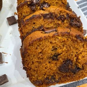 slices of pumpkin bread with chocolate chips