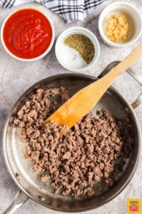 Cooking ground beef in a skillet