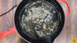 Melted butter in a pan with garlic